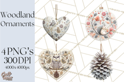Winter Woodland Ornaments PNG Neutral Christmas Clipart Product Image 1
