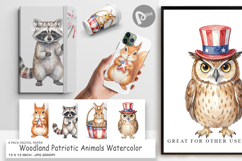 Woodland Patriotic Animals Digital Paper Product Image 1