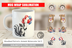Woodland Patriotic Animals Mug Wrap Product Image 1