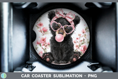 GorgeousWoodland Pink Bubble Gum Car Coaster design.