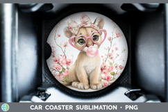 GorgeousWoodland Pink Bubble Gum Car Coaster design.