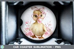 GorgeousWoodland Pink Bubble Gum Car Coaster design.