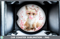 GorgeousWoodland Pink Bubble Gum Car Coaster design.