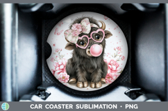 GorgeousWoodland Pink Bubble Gum Car Coaster design.