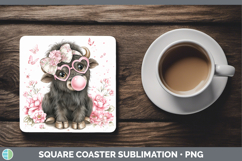 GorgeousWoodland Pink Bubble Gum Square Coaster design.