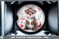 GorgeousWoodland Pink Bubble Gum Car Coaster design.