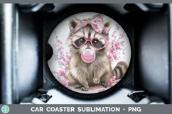 GorgeousWoodland Pink Bubble Gum Car Coaster design.