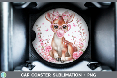 GorgeousWoodland Pink Bubble Gum Car Coaster design.