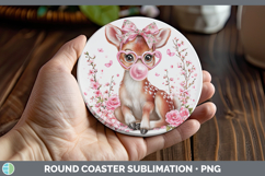 GorgeousWoodland Pink Bubble Gum Round Coaster design.