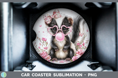 GorgeousWoodland Pink Bubble Gum Car Coaster design.