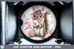 GorgeousWoodland Pink Bubble Gum Car Coaster design.