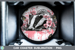 GorgeousWoodland Pink Drips Car Coaster design.
