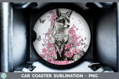 GorgeousWoodland Pink Drips Car Coaster design.
