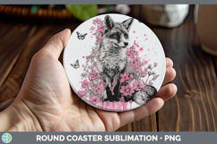 GorgeousWoodland Pink Drips Round Coaster design.