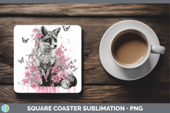 GorgeousWoodland Pink Drips Square Coaster design.