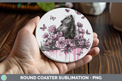 GorgeousWoodland Pink Drips Round Coaster design.