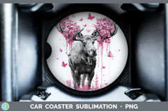 GorgeousWoodland Pink Drips Car Coaster design.