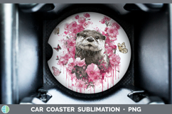 GorgeousWoodland Pink Drips Car Coaster design.