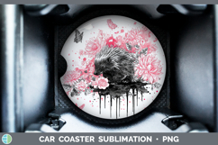 GorgeousWoodland Pink Drips Car Coaster design.