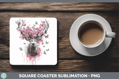 GorgeousWoodland Pink Drips Square Coaster design.
