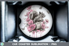 GorgeousWoodland Pink Drips Car Coaster design.