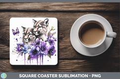 GorgeousWoodland Purple Drips Square Coaster design.
