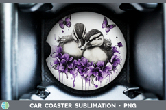 GorgeousWoodland Purple Drips Car Coaster design.