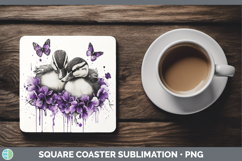 GorgeousWoodland Purple Drips Square Coaster design.