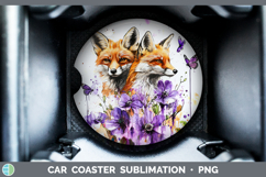 GorgeousWoodland Purple Drips Car Coaster design.