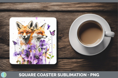 GorgeousWoodland Purple Drips Square Coaster design.