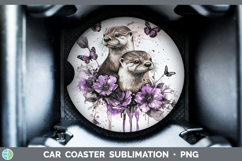 GorgeousWoodland Purple Drips Car Coaster design.