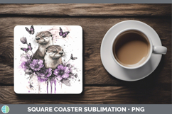 GorgeousWoodland Purple Drips Square Coaster design.
