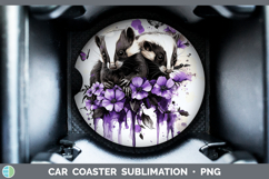 GorgeousWoodland Purple Drips Car Coaster design.
