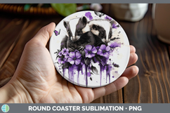 GorgeousWoodland Purple Drips Round Coaster design.