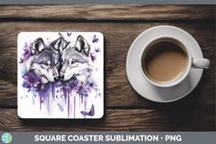 GorgeousWoodland Purple Drips Square Coaster design.