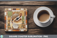 GorgeousWoodland Quilted Patchwork Square Coaster design.