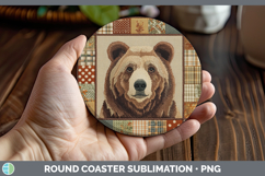 GorgeousWoodland Quilted Patchwork Round Coaster design.