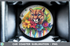 GorgeousWoodland Rainbow Splash Car Coaster design.