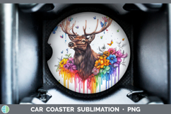 GorgeousWoodland Rainbow Splash Car Coaster design.