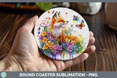 GorgeousWoodland Rainbow Splash Round Coaster design.