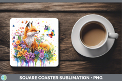 GorgeousWoodland Rainbow Splash Square Coaster design.