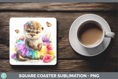 GorgeousWoodland Rainbow Summer Square Coaster design.