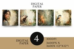 Woodland Scrapbook Square Paper Junk Journal Digital Pages Product Image 1