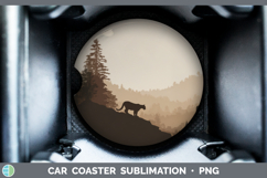 GorgeousWoodland Silhouette Car Coaster design.