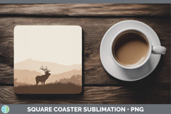GorgeousWoodland Silhouette Square Coaster design.