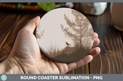 GorgeousWoodland Silhouette Round Coaster design.