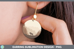 GorgeousWoodland Silhouette Round Earrings design.