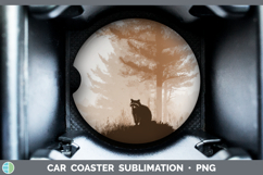 GorgeousWoodland Silhouette Car Coaster design.