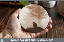 GorgeousWoodland Silhouette Round Coaster design.