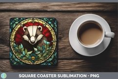 GorgeousWoodland Stained Glass Square Coaster design.